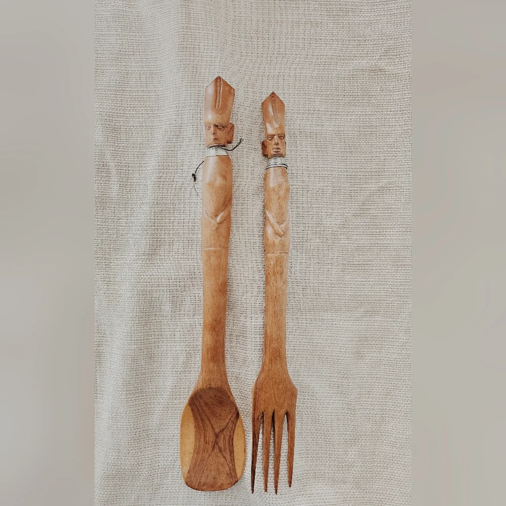 Mid-Century Handmade Wooden Utensil Set - Picture 2 of 5